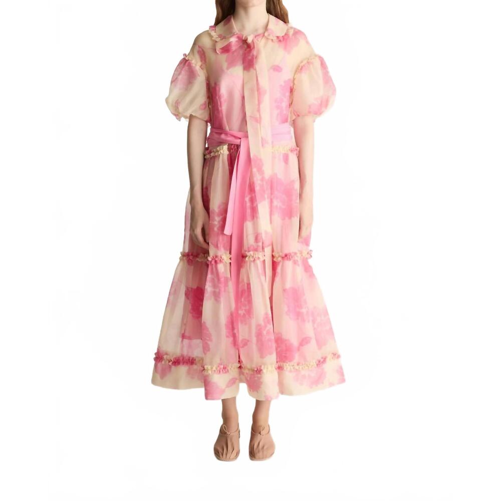 NEW LEE MATHEWS clementine silk organza maxi dress in pink